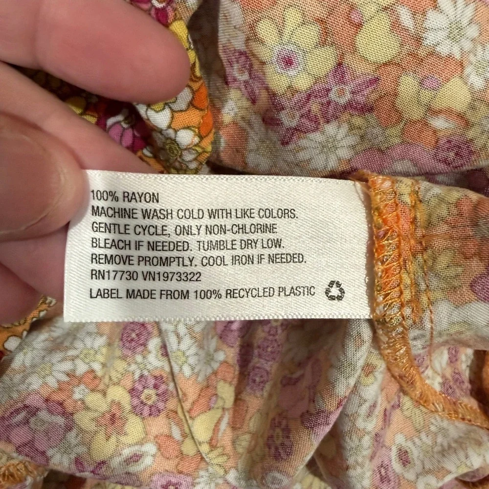 Wild Fable Womens Orange Floral Ruffle Hem Paperbag Waist Shorts Small Retro 70s